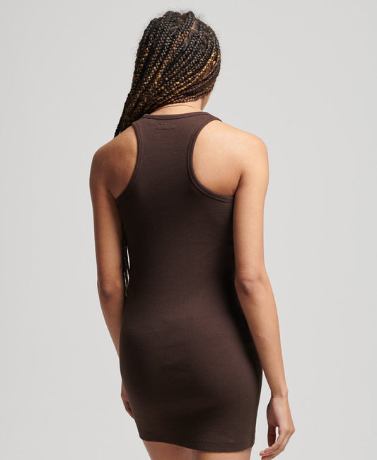 Code Logo Essential Tank Slim Fit Dress | Dark Oak Brown