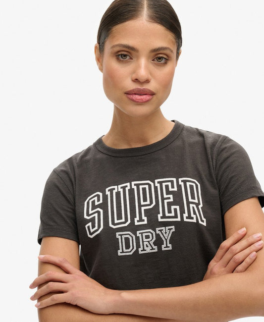 Athletic Graphic Fitted Slim Fit Tee | Bison Black Slub