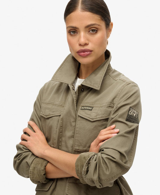 Embroidered M65 Military Jacket | Moss Khaki