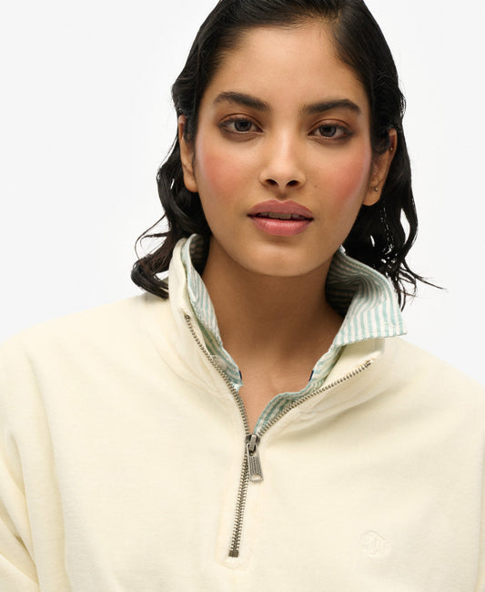 Velour Half Zip | Desert Bone Off White