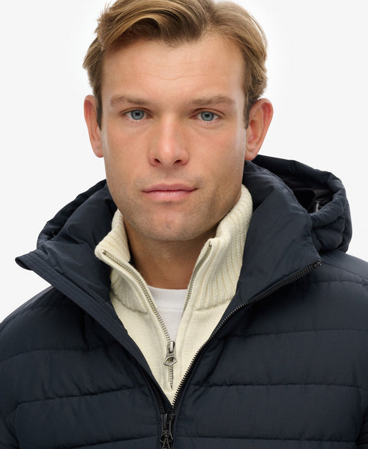 Hooded Fuji Padded Slim Fit Jacket | Eclipse Navy