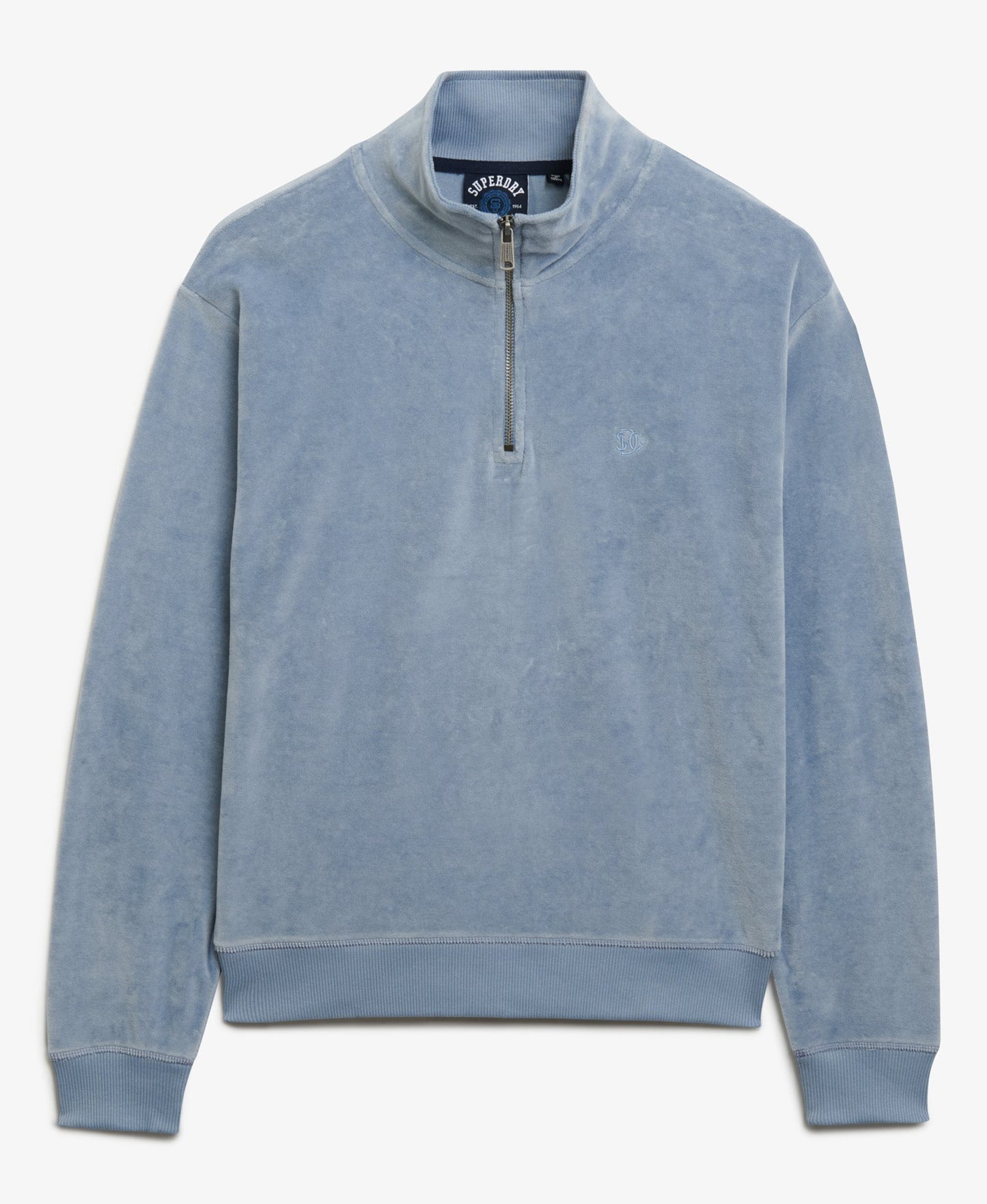 Velour Half Zip | Tidal Blue