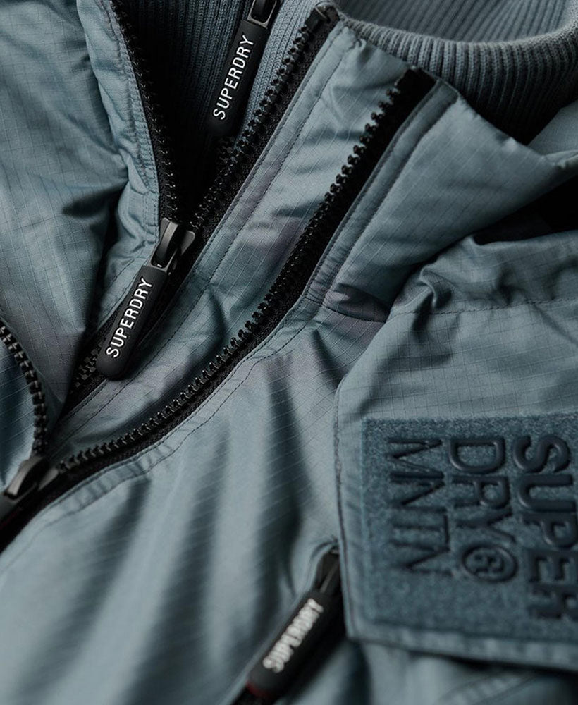 Hooded Mountain Windbreaker Slim Fit Jacket | Stormy Weather Blue