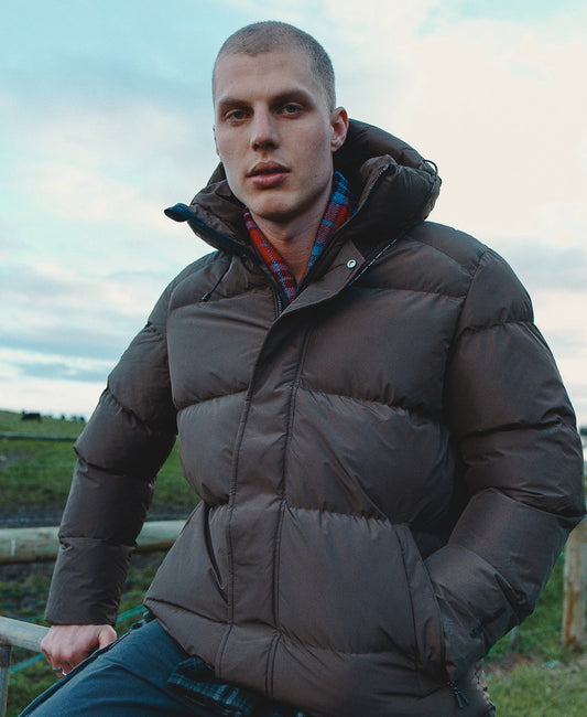 Hooded 5 Baffle Sports Puffer | Slate Brown