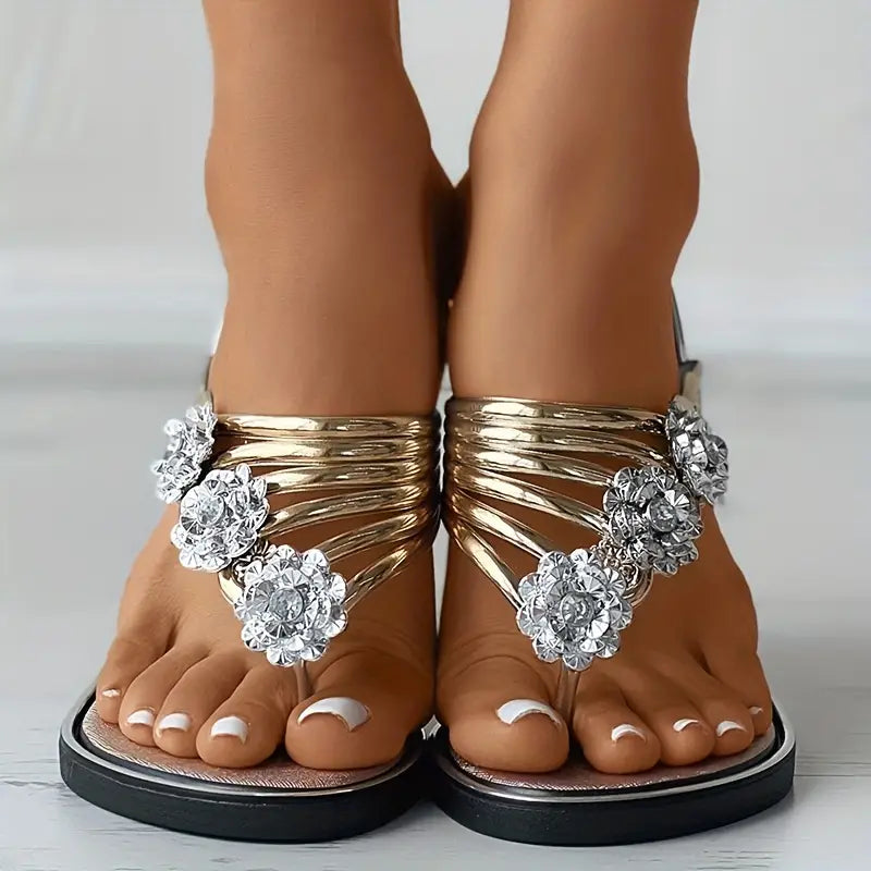 🔥LAST DAY 50% OFF - Women's Floral Flat Fashionable Open Toe Non Slip Flip Flops
