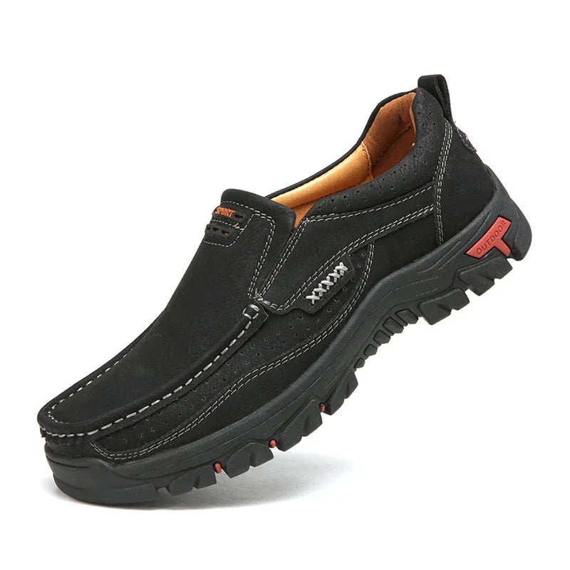 Men's Non-slip Walking Leather Lightweight Breathable Casual Loafers