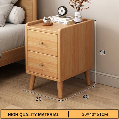 Solid Wood Multi-Purpose Storage Bedside Cabinet