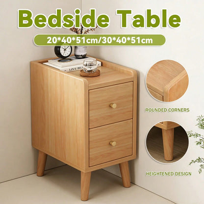 Solid Wood Multi-Purpose Storage Bedside Cabinet