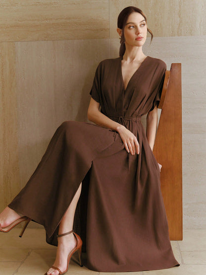 Women's New French Elegant Deep V-Neck  Dress