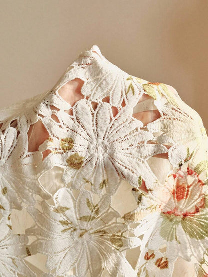 Women's Lightweight Luxury Versatile Printed Hollow Blouse
