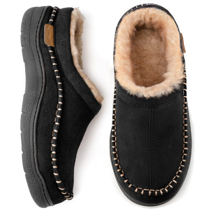 Hot Sale! Limited Stock!Men's Daily Non-Slip Warm Plush Wide Toe Slip-On Loafers Slippers