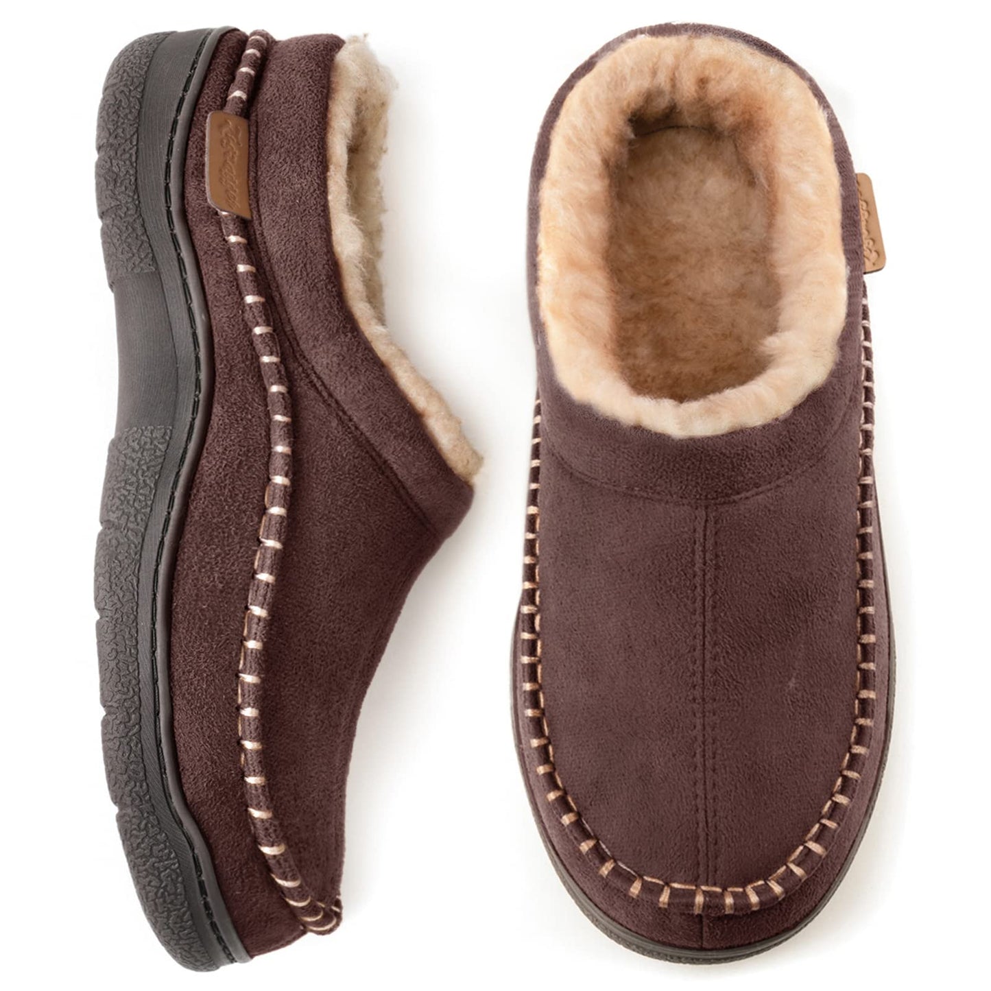 Hot Sale! Limited Stock!Men's Daily Non-Slip Warm Plush Wide Toe Slip-On Loafers Slippers
