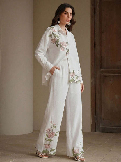 Women's White Elegant Casual Loose Pants