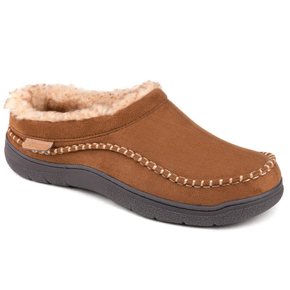 Hot Sale! Limited Stock!Men's Daily Non-Slip Warm Plush Wide Toe Slip-On Loafers Slippers