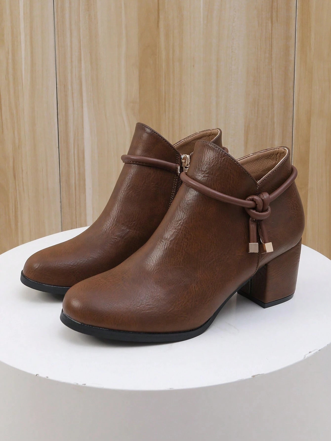 Women's Fashion Thick Heel Mid-Heel Ankle Boots, Thermal Lined