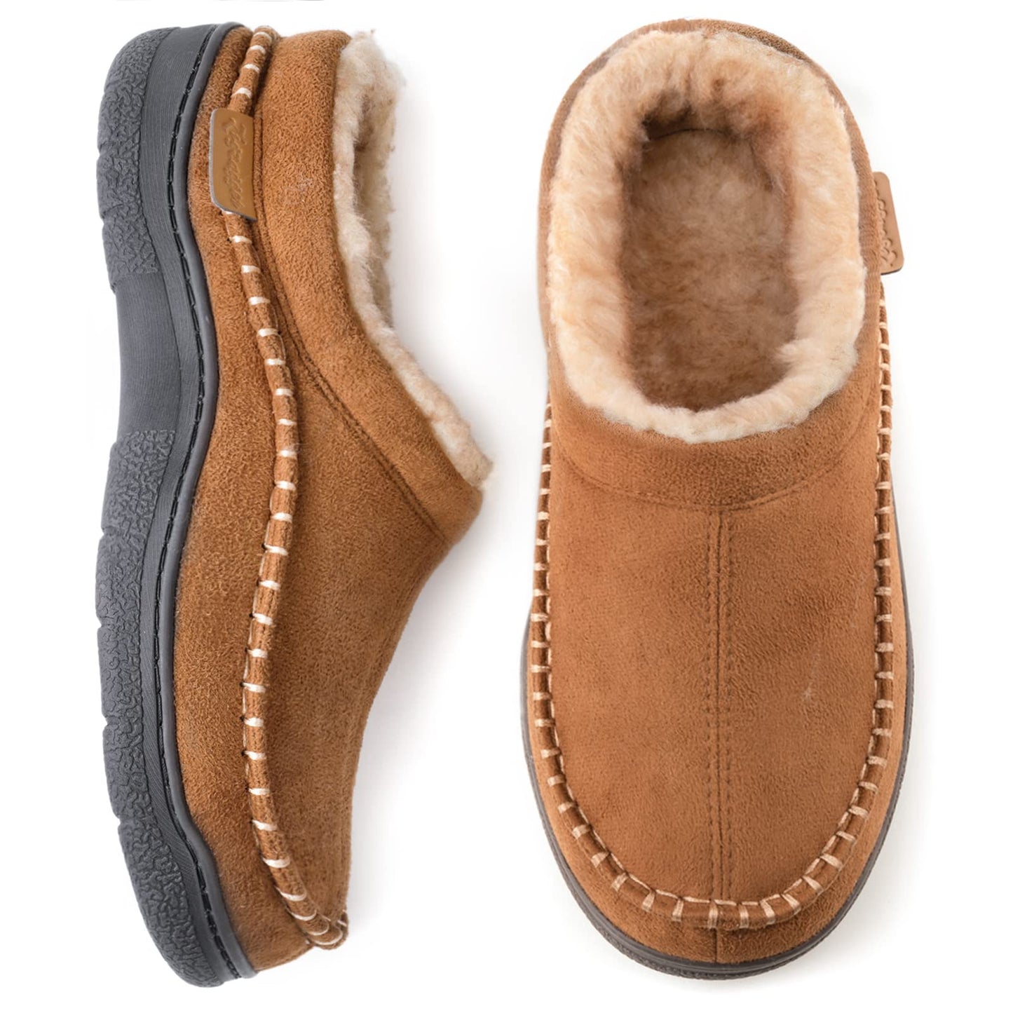 Hot Sale! Limited Stock!Men's Daily Non-Slip Warm Plush Wide Toe Slip-On Loafers Slippers
