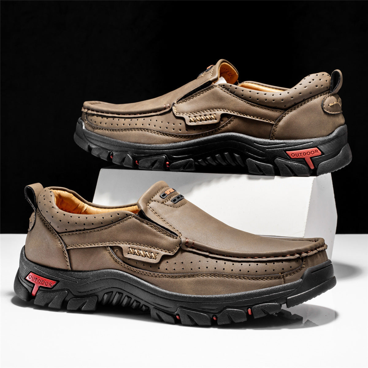Men's Non-slip Walking Leather Lightweight Breathable Casual Loafers