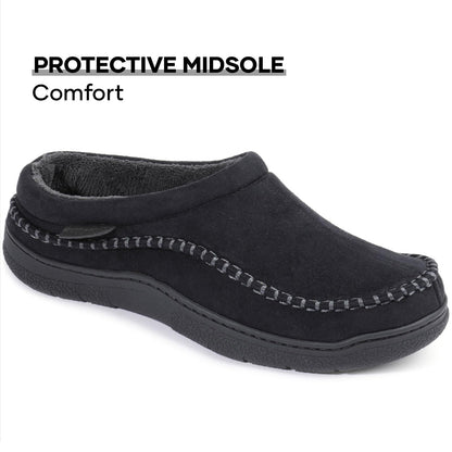 Hot Sale! Limited Stock!Men's Daily Non-Slip Warm Plush Wide Toe Slip-On Loafers Slippers