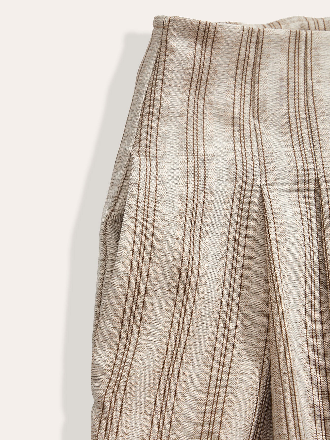 High Waist Pleated A-Line Striped Wide Leg Trousers