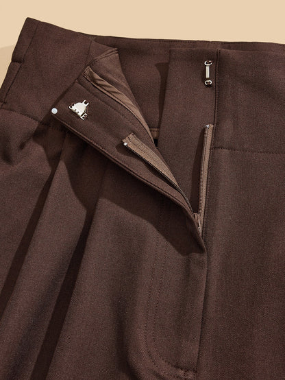 Women's Solid Color Pleated Wide Leg Pants
