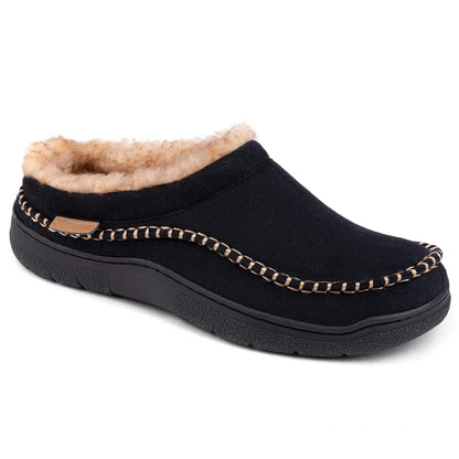 Hot Sale! Limited Stock!Men's Daily Non-Slip Warm Plush Wide Toe Slip-On Loafers Slippers