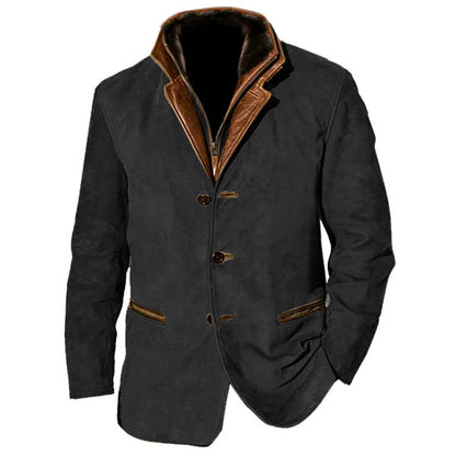 Men's Vintage Carlsbad Calfskin Leather Blazer With Merino Shearling Collar