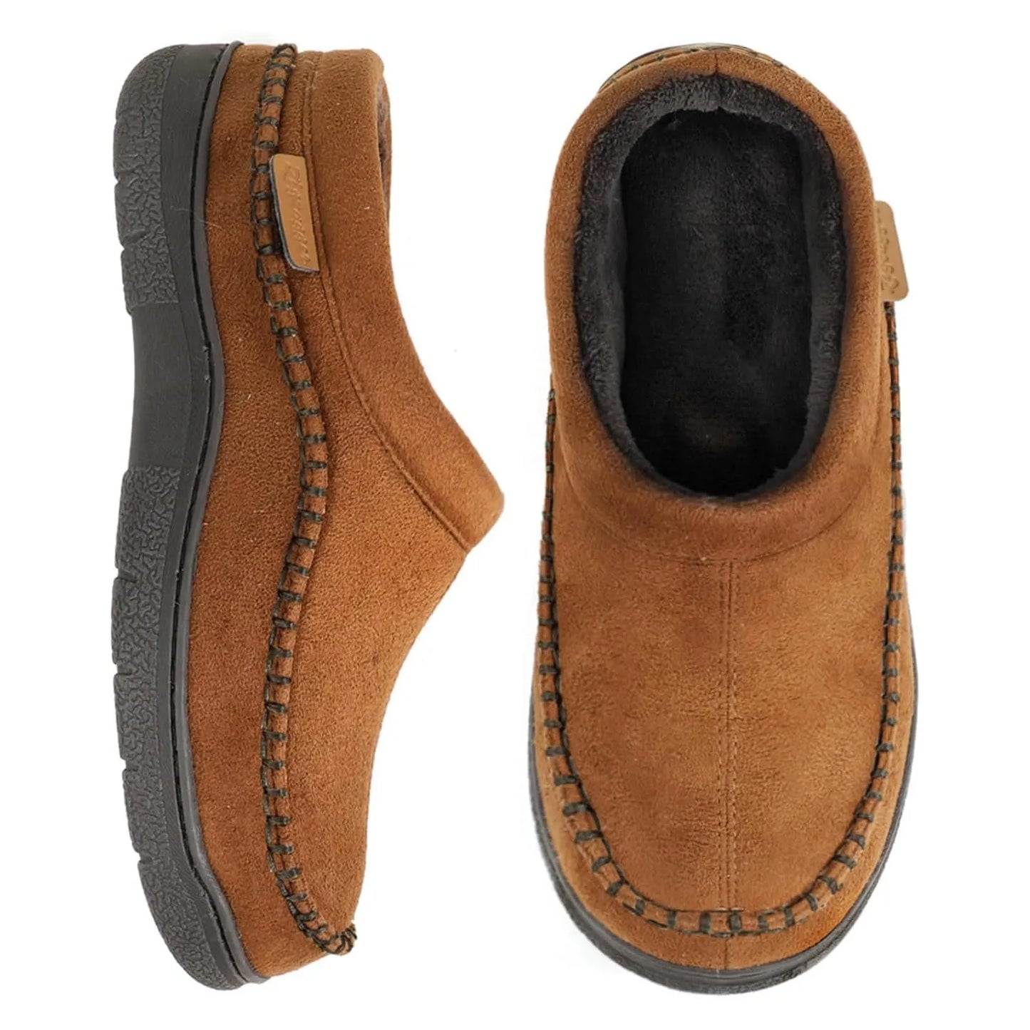 Hot Sale! Limited Stock!Men's Daily Non-Slip Warm Plush Wide Toe Slip-On Loafers Slippers