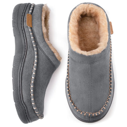 Hot Sale! Limited Stock!Men's Daily Non-Slip Warm Plush Wide Toe Slip-On Loafers Slippers