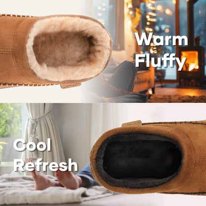 Hot Sale! Limited Stock!Men's Daily Non-Slip Warm Plush Wide Toe Slip-On Loafers Slippers