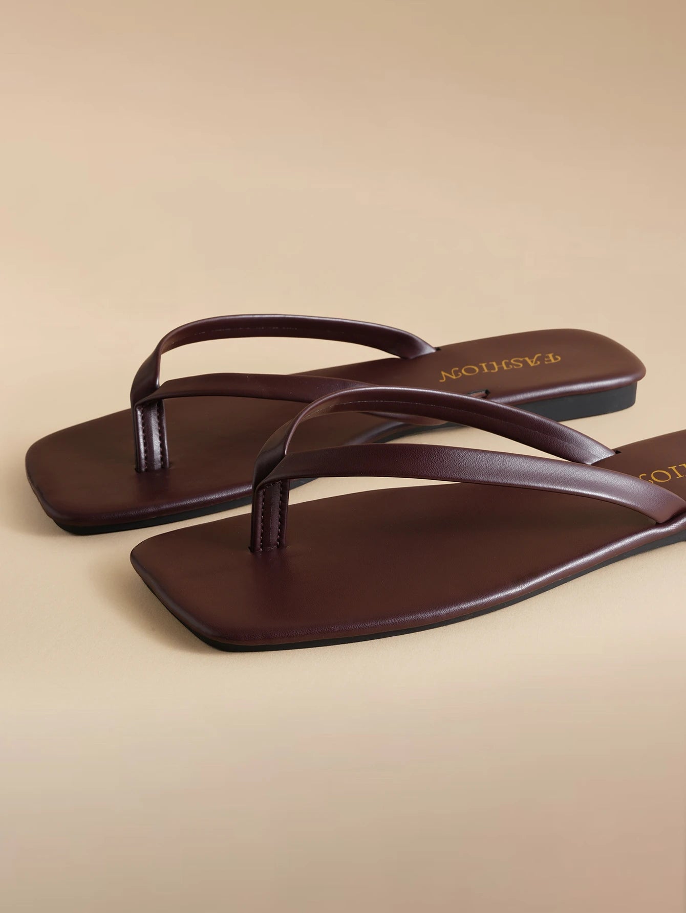 Women's Square Toe Flat Slip-On Thong Sandals