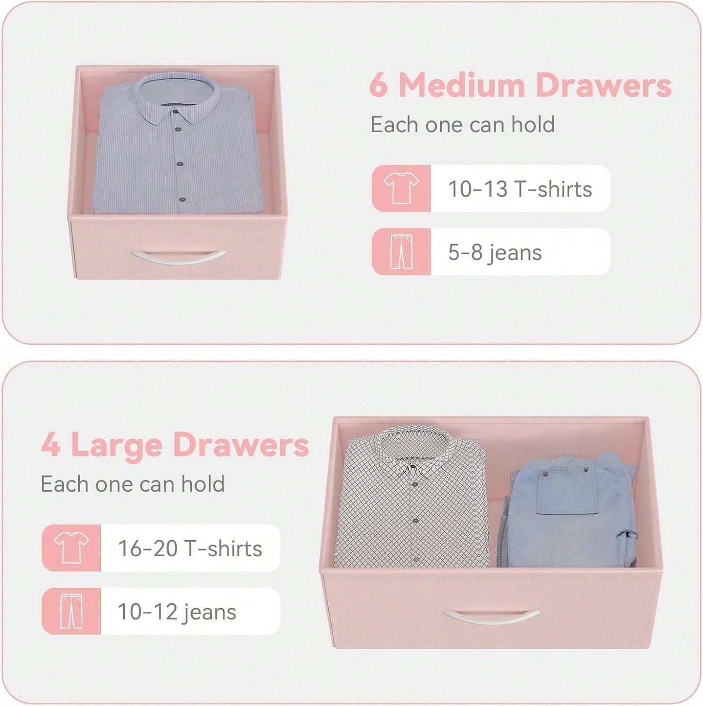 10 Drawer Fabric Storage Cabinet With Side Pockets & Hooks