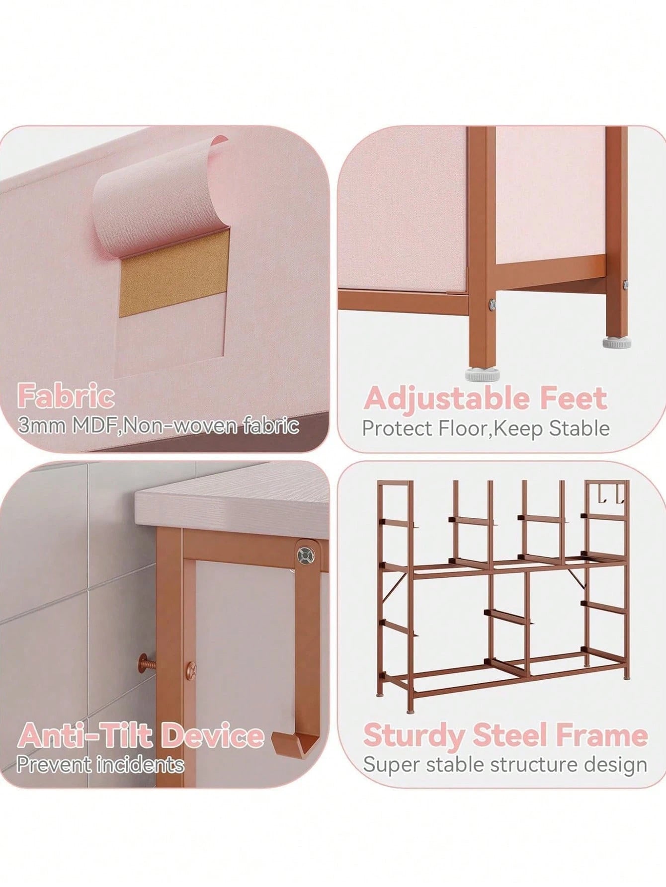 10 Drawer Fabric Storage Cabinet With Side Pockets & Hooks