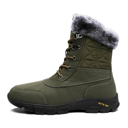 (Limited Time Sale 49%off)Men's Winter Warm Thick Leather Platform Fur Lined Snow Boots Waterproof Non-slip Wear-resistant Winter Boots