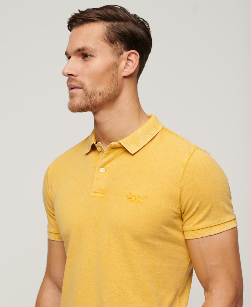 Organic Cotton Vintage Destroy Polo Shirt | Pigment Yellow