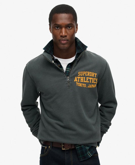 Track &amp; Field Graphic Half Zip | Washed Black