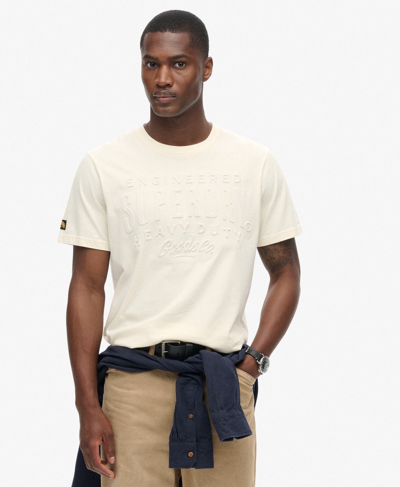 Embossed Logo Graphic T Shirt | Rice White