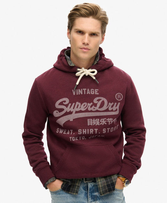 Classic Vintage Logo Graphic Hoodie | Track Burgundy Marle