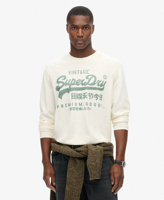 Classic Vintage Logo Graphic Long Sleeve Top | Ecru
