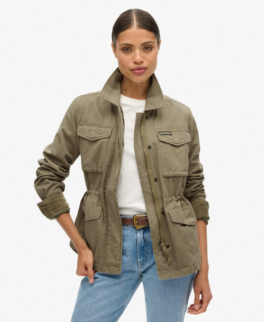 Embroidered M65 Military Jacket | Moss Khaki