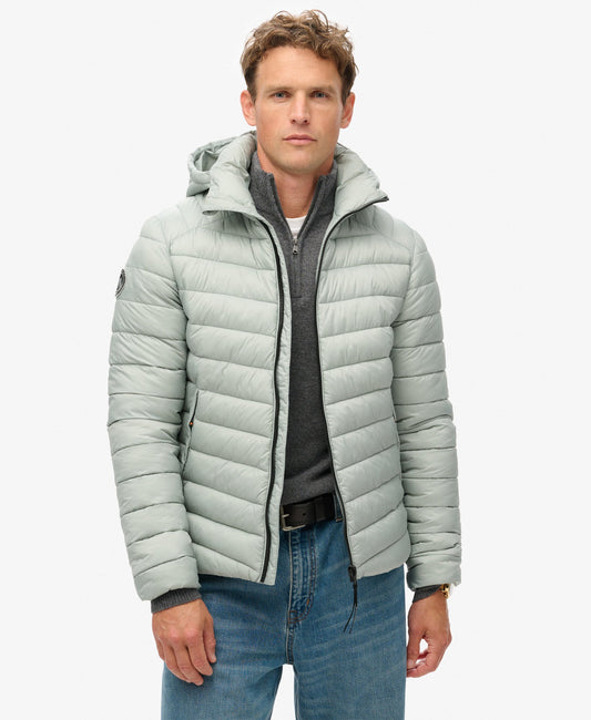 Hooded Fuji Sport Padded Slim Fit Jacket | Pigeon Grey
