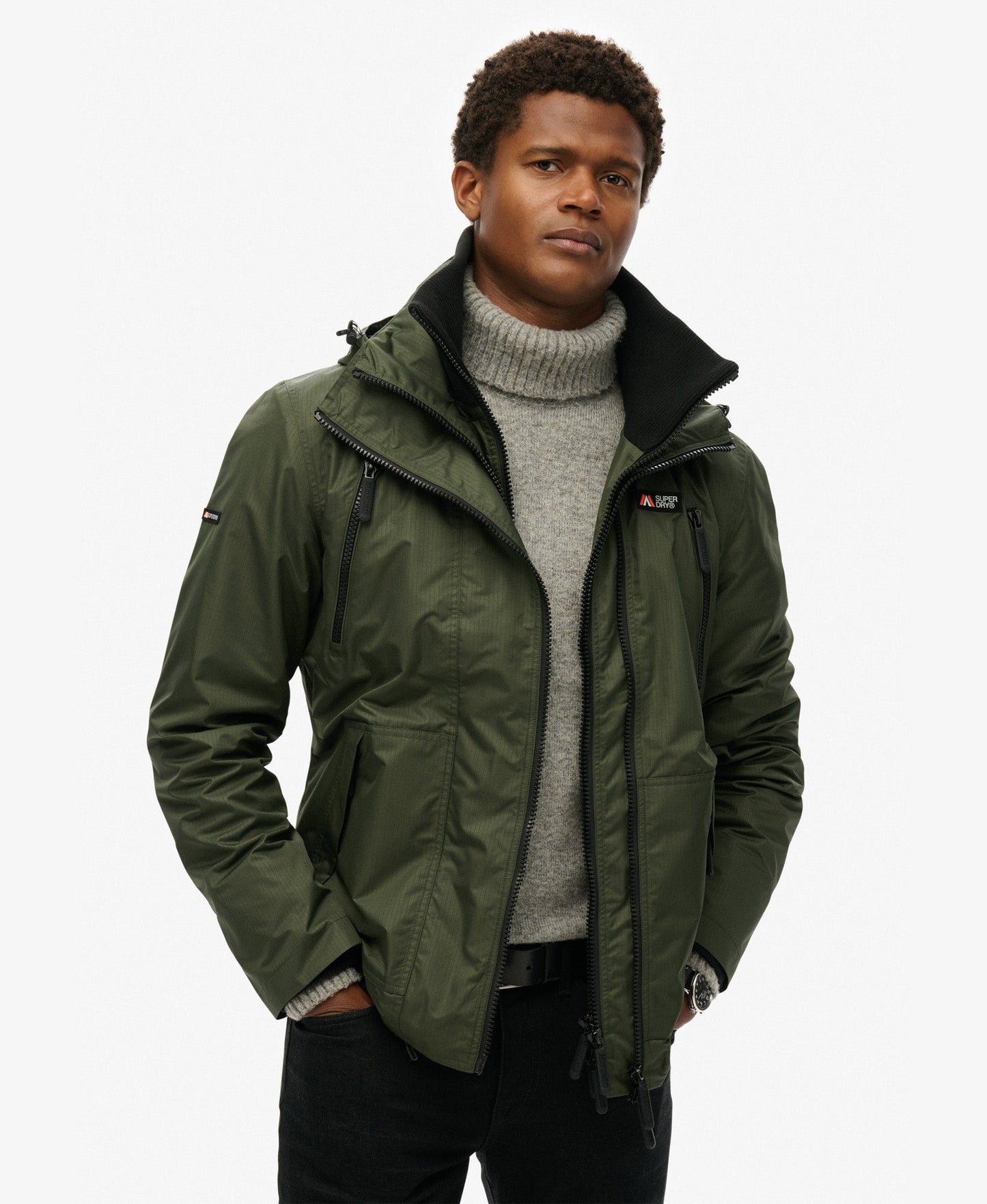 Hooded Mountain Windbreaker Jacket | Surplus Goods Olive Green