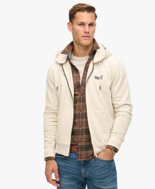 Essential Logo Washed Ziphood | Washed Chalk