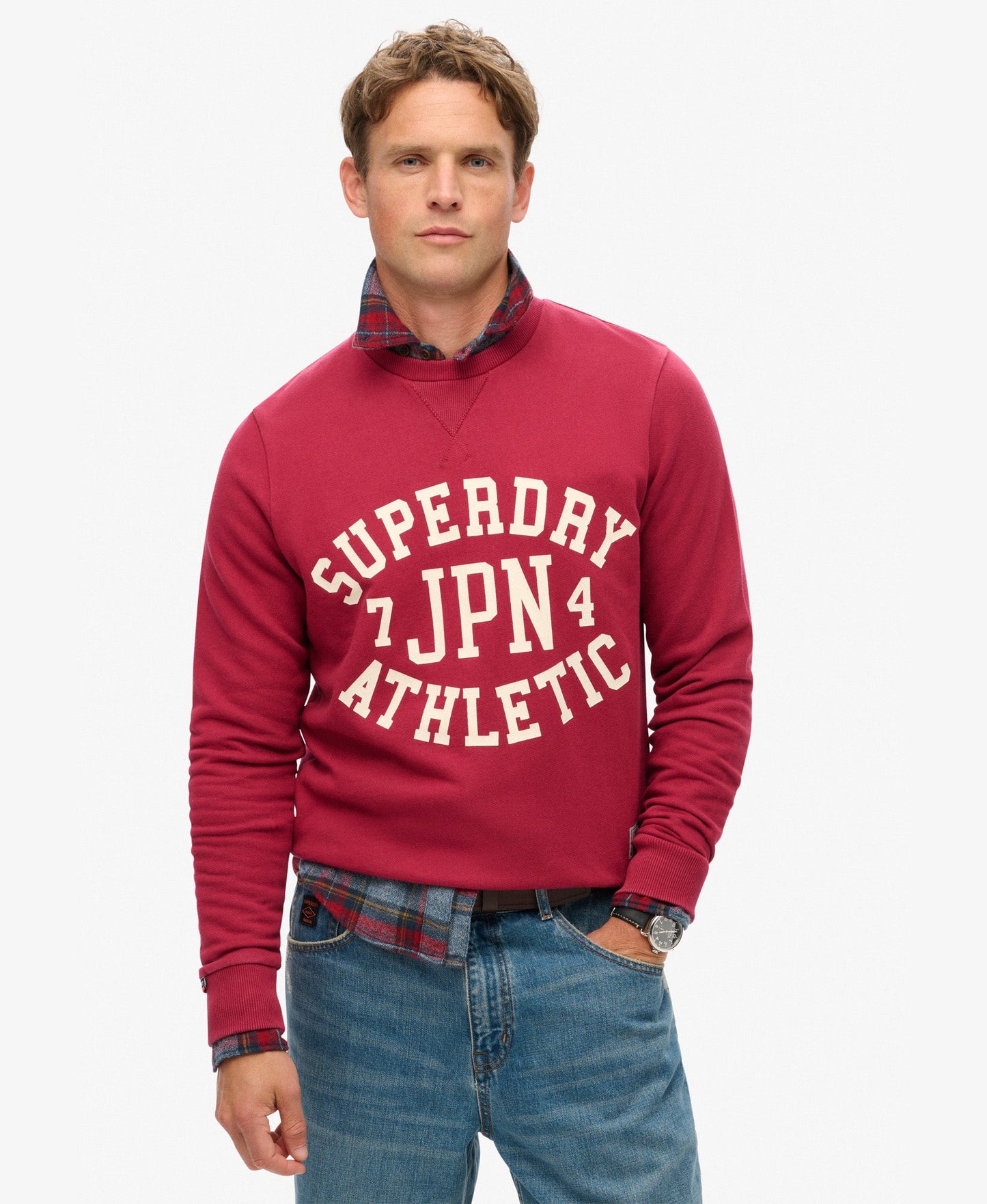 Athletic Printed Sweatshirt | Bordeaux Red