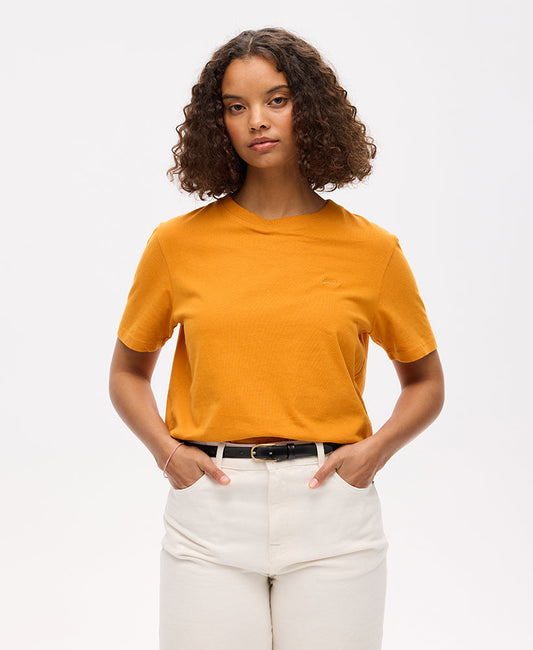 Essential Logo Embroidered Slim Fit Tee | Track Gold