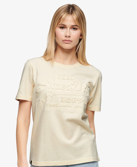 Embossed Vintage Logo Relaxed Tee | Rice White