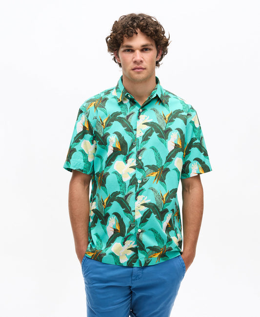 Hawaiian Shirt | Paradise Bird Aqua