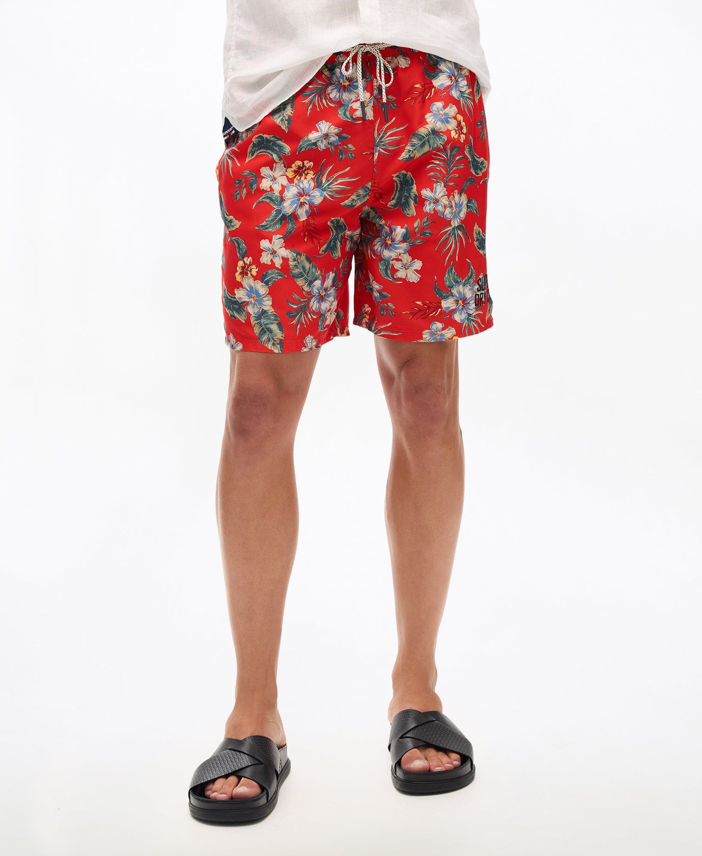Hawaiian Print 17'' Swim Short | Botanical Red