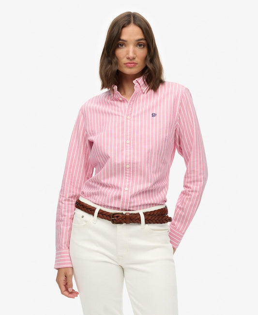 Slim Oxford Long Sleeve Shirt | Broker Pink Stripe