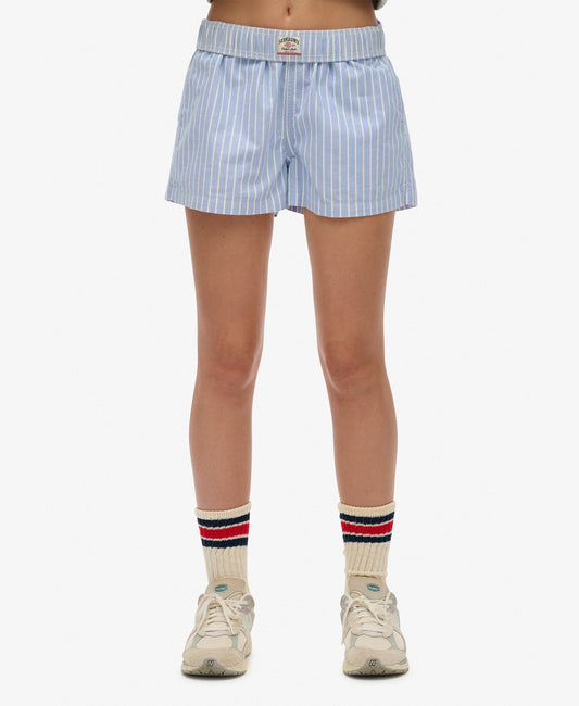 Cotton Stripe Elastic Short | Broker Blue Stripe