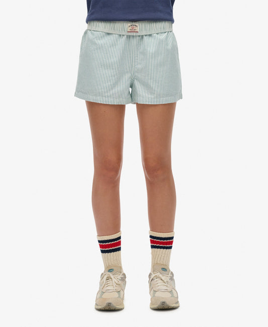 Cotton Stripe Elastic Short | Peppermint Chalk Stripe